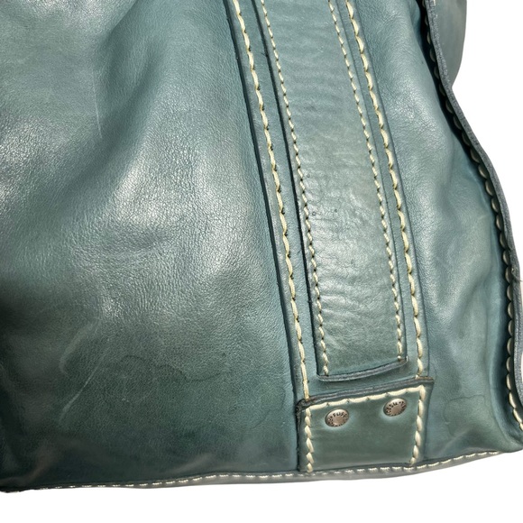 FOSSIL BLUE LEATHER SATCHEL - Picture 12 of 16